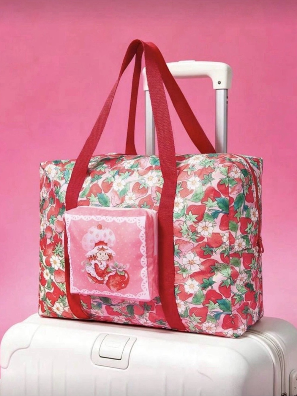 Large 18” Strawberry shortcake Travel Tote Bag foldable